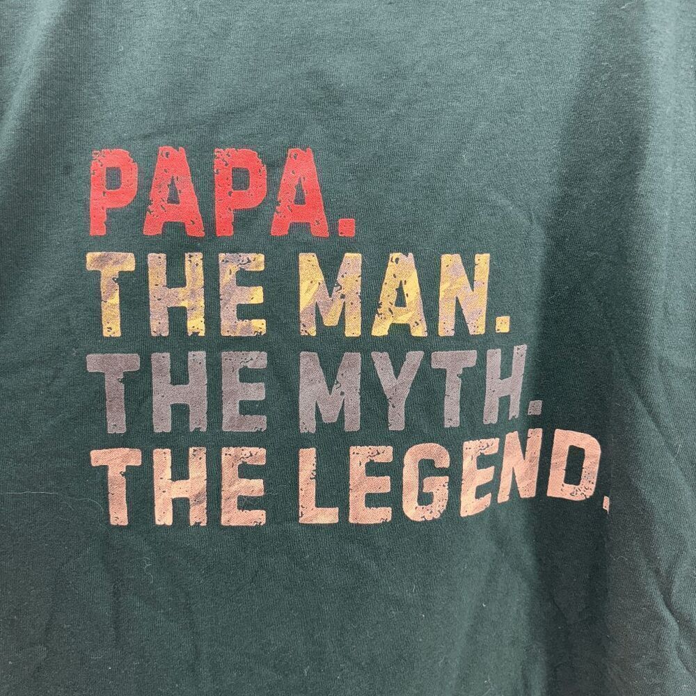 Papa The Man The Myth The Legend Dad Father's Day Green Mens M EUC